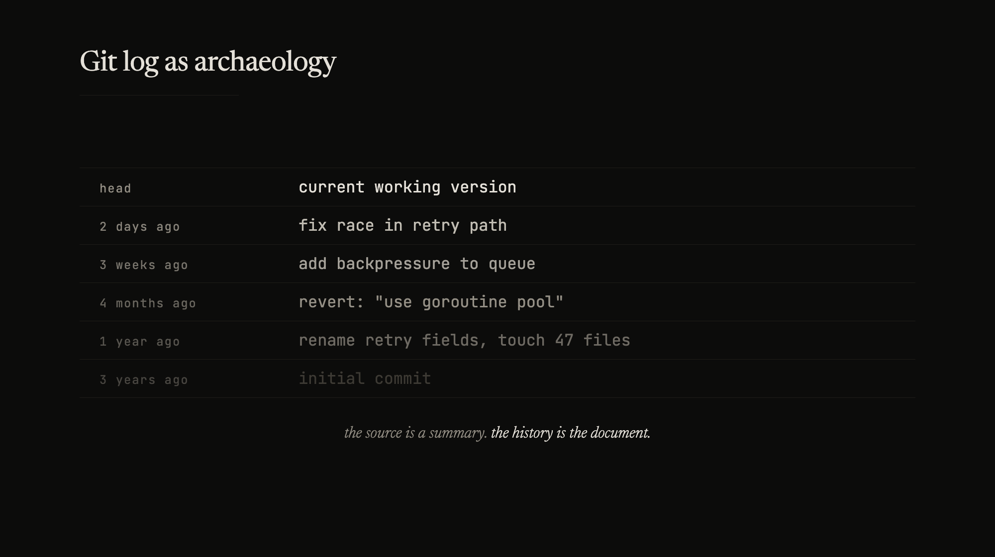 The source is a summary. The history is the document.